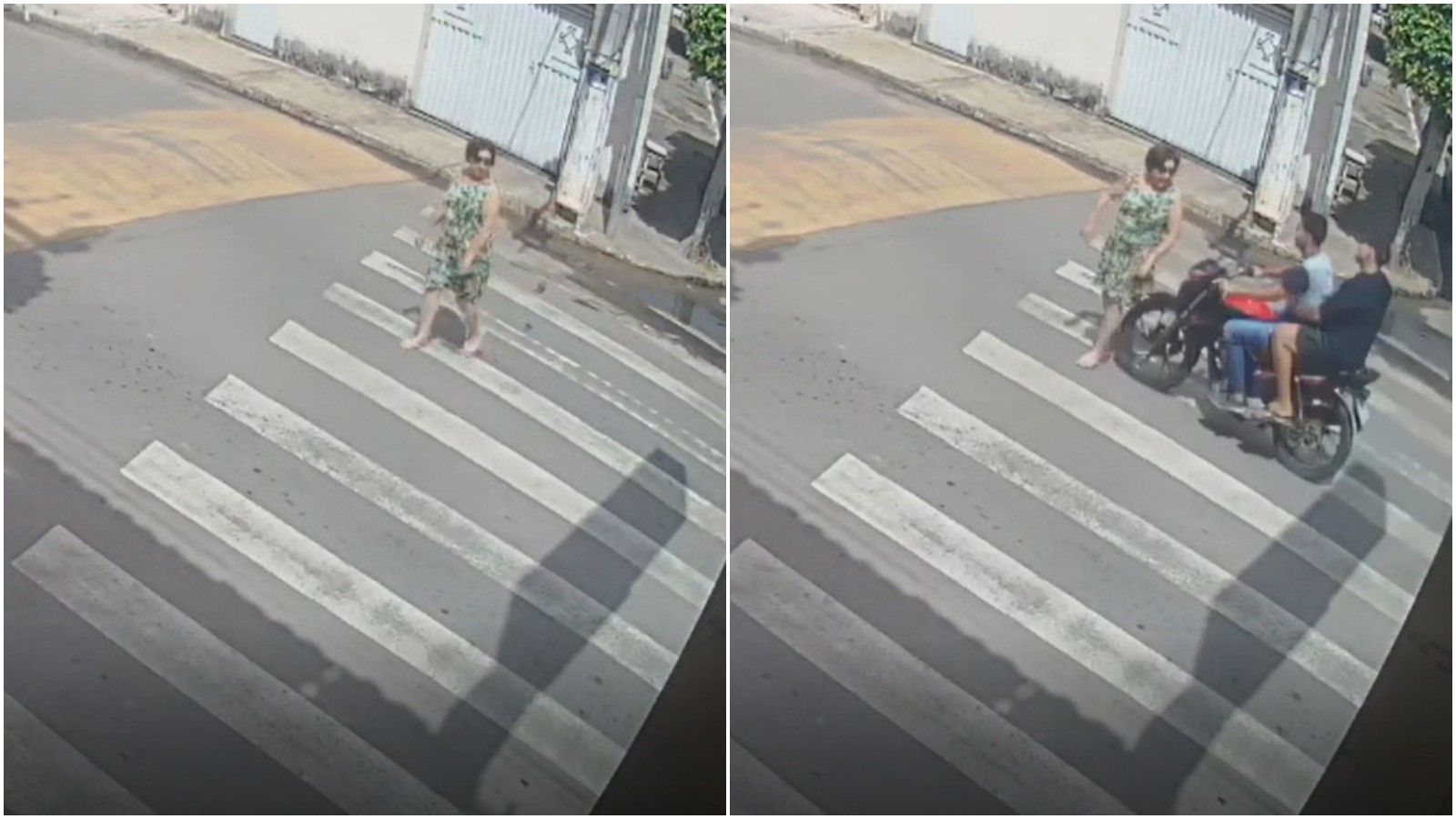 VÍDEO: Mãe de vice-prefeito é atropelada por moto ao atravessar faixa de pedestres no interior do CE
