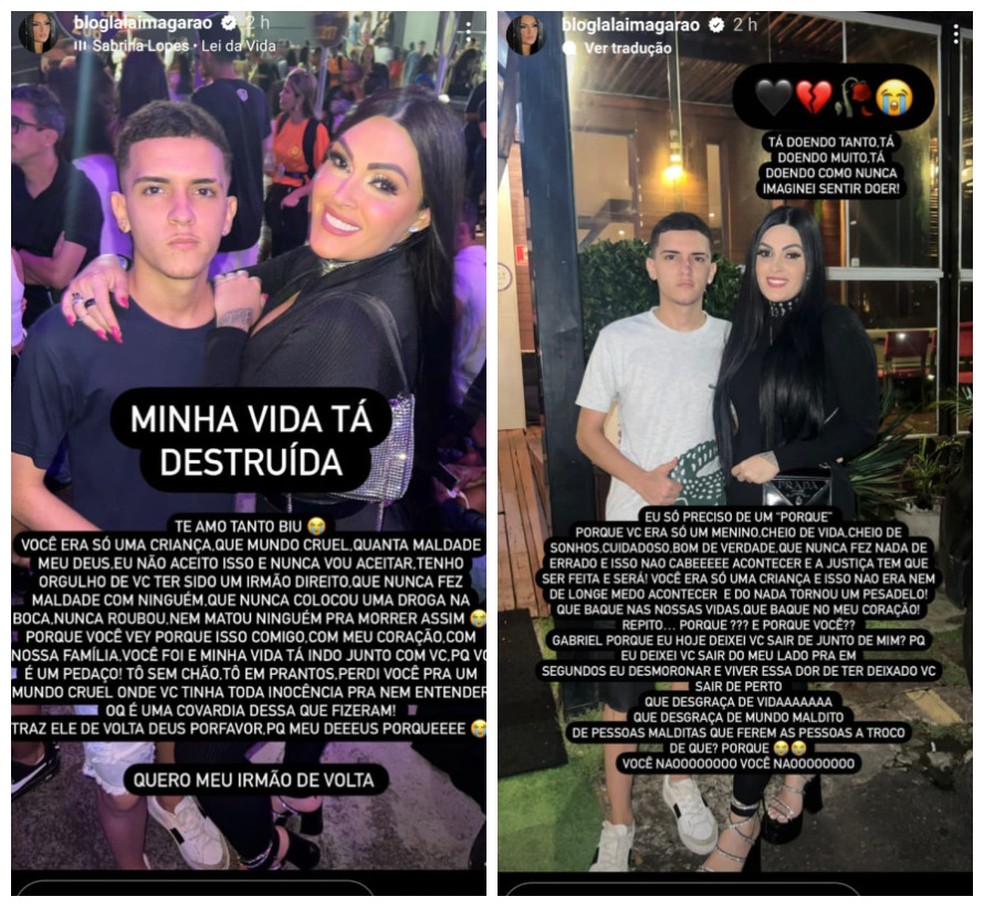 Nas redes sociais, a blogueira Lalai Magarão lamentou a morte do irmão. — Foto: Reprodução/Redes Sociais