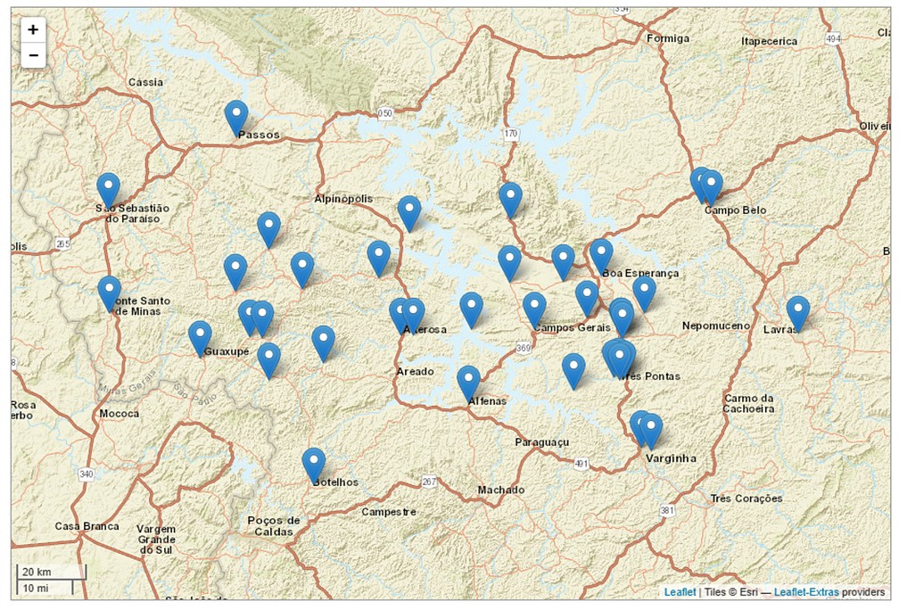 Moradores relatam tremores em mais de 20 cidades do Sul de Minas — Foto: Reprodução / Centro de Sismologia da Universidade de São Paulo (USP)