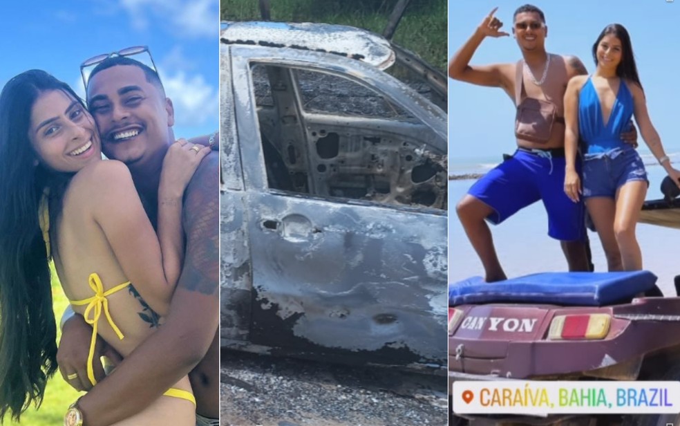Casal estava a passeio em Porto Seguro quando foi morto a tiros e teve carro incendiado — Foto: Redes sociais