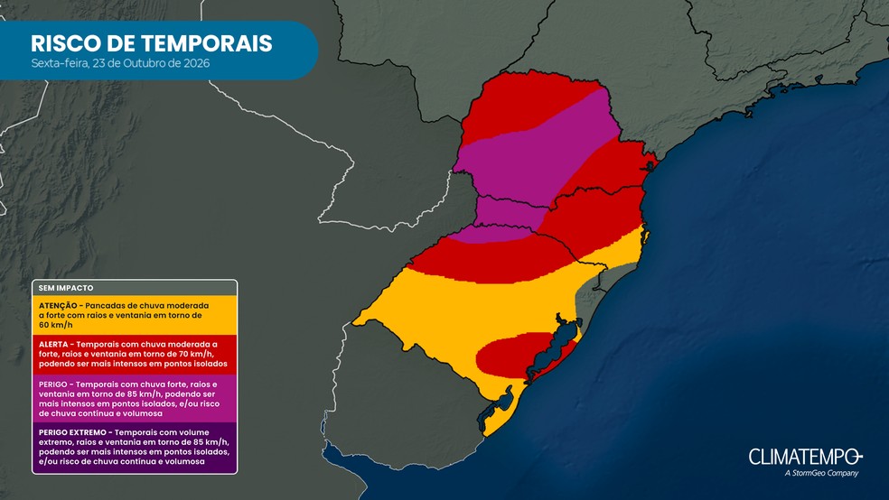 Previsão do tempo para sexta-feira (23). — Foto: Climatempo