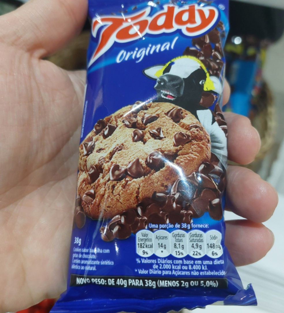 Pacote pequeno de cookie Toddy teve redução de 5%,  — Foto: g1