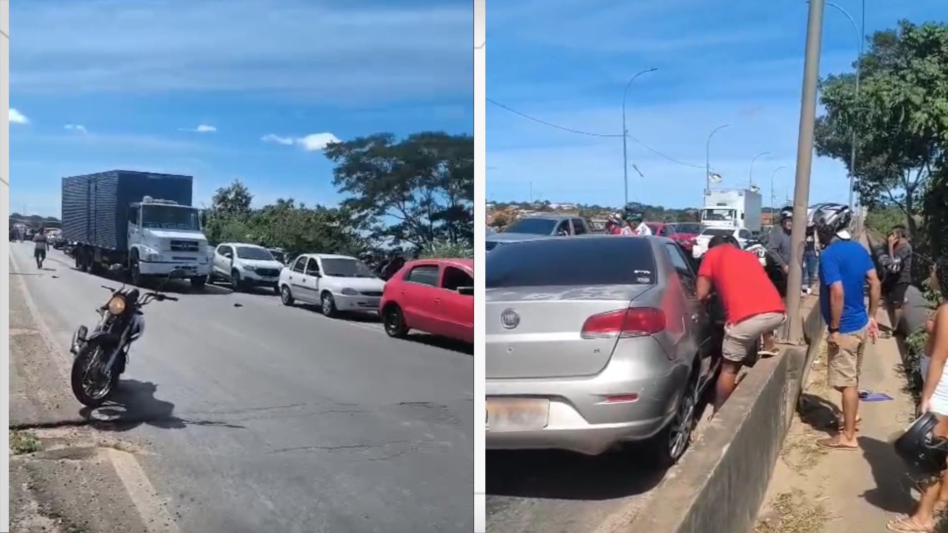 Acidente envolvendo pelo menos 4 veículos sobre a 'Ponte do Tancredo Neves' deixa 2 feridos e causa congestionamento