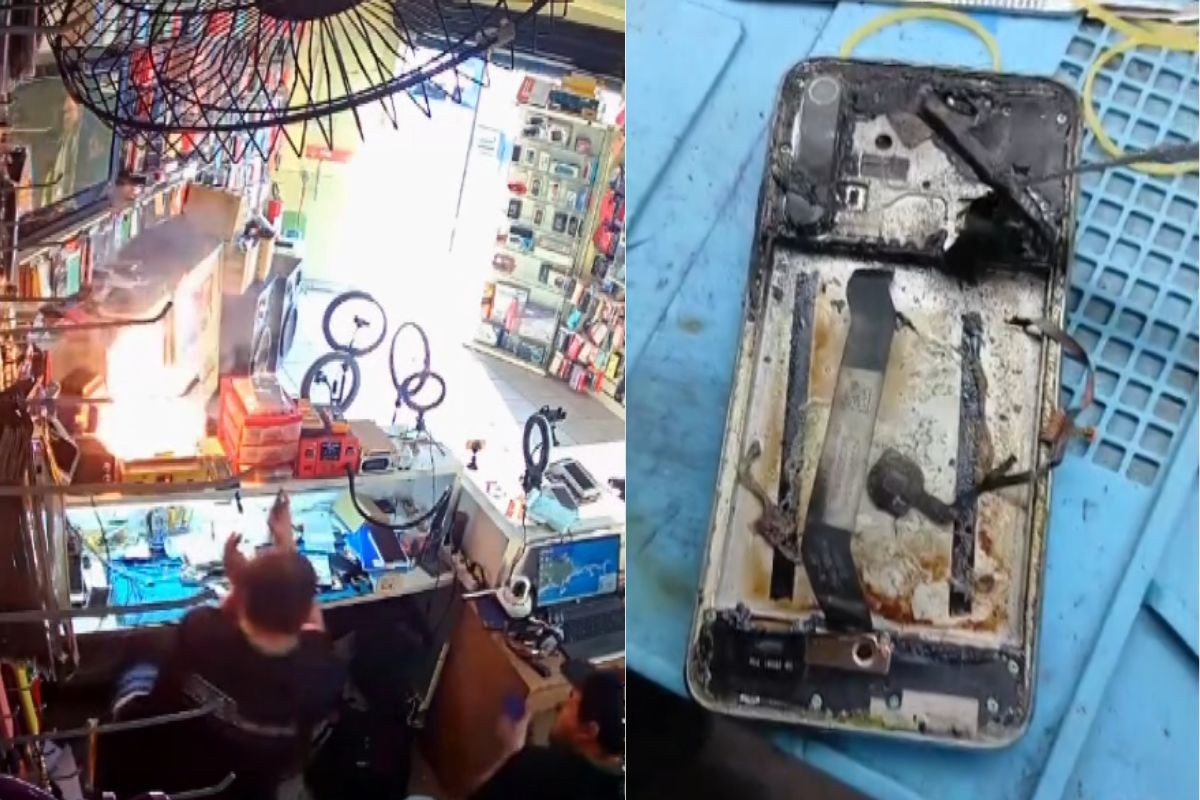 VÍDEO: Celular explode durante troca de tela em assistência técnica do Paraná