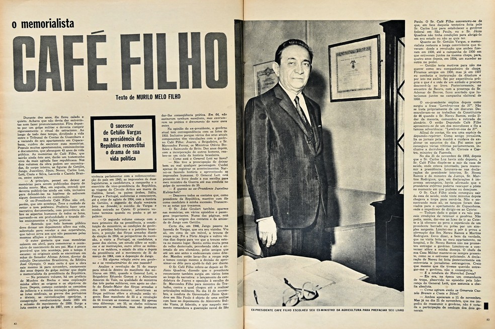 Jornal retrata Café Filho 10 anos após sua saída do governo — Foto: Assembleia Legislativa do RN/Divulgação