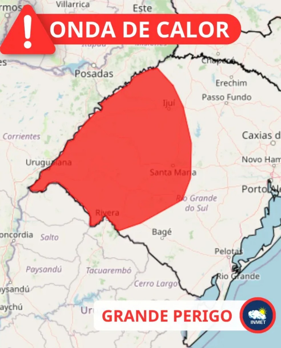 Aviso do Inmet sobre a onda de calor. — Foto: Inmet/Reprodução