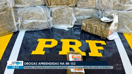 PRF faz apreensão de drogas em bagageiros de carro e ônibus na BR-153