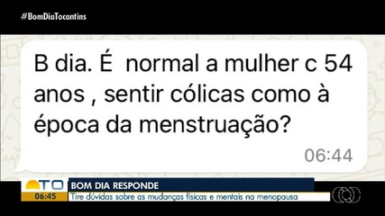 Médica responde dúvidas dos telespectadores sobre menopausa no Bom Dia Responde