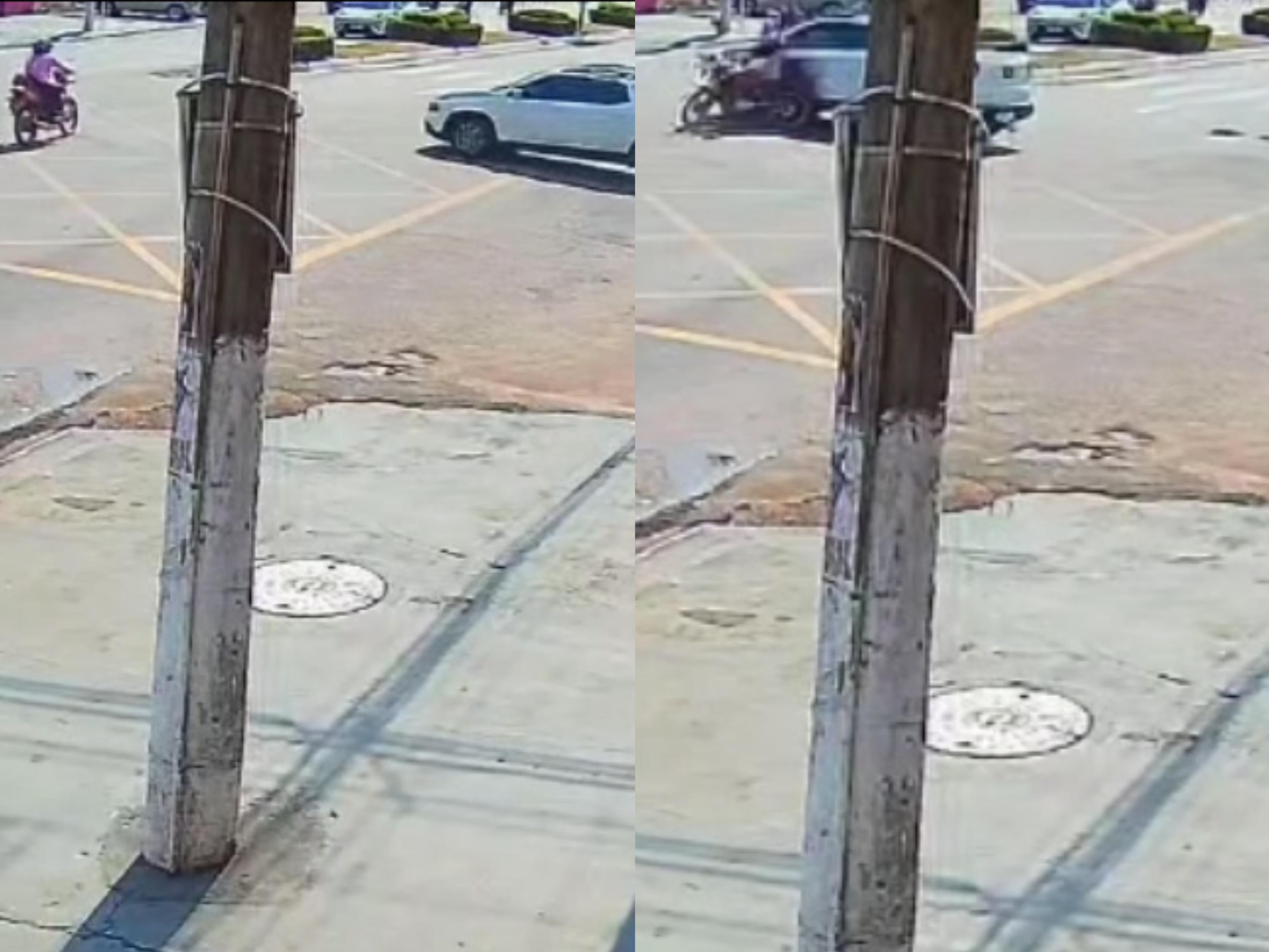 Câmera flagra momento que motociclista morre ao colidir com caminhonete em Porto Velho, RO