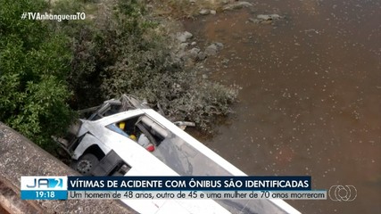 Ônibus cai de ponte e deixa três mortos na BR-153