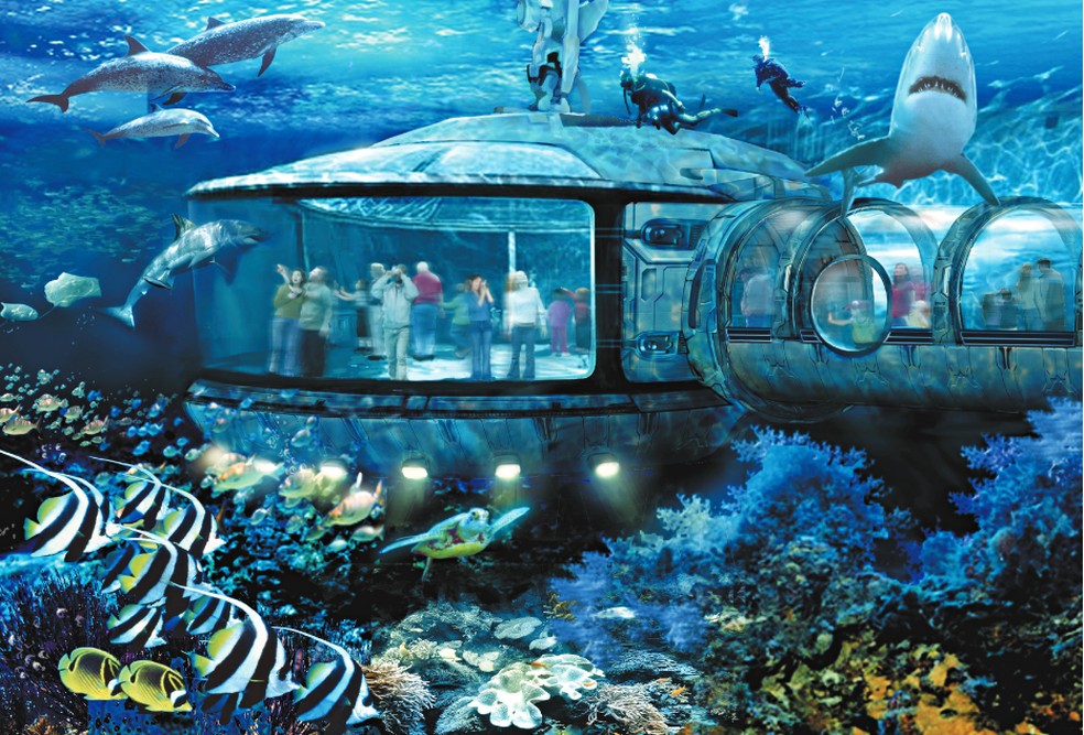 Projeto do Acquario prevê 25 tanques com animais, túneis submersos e simulador de submarino — Foto: Divulgação