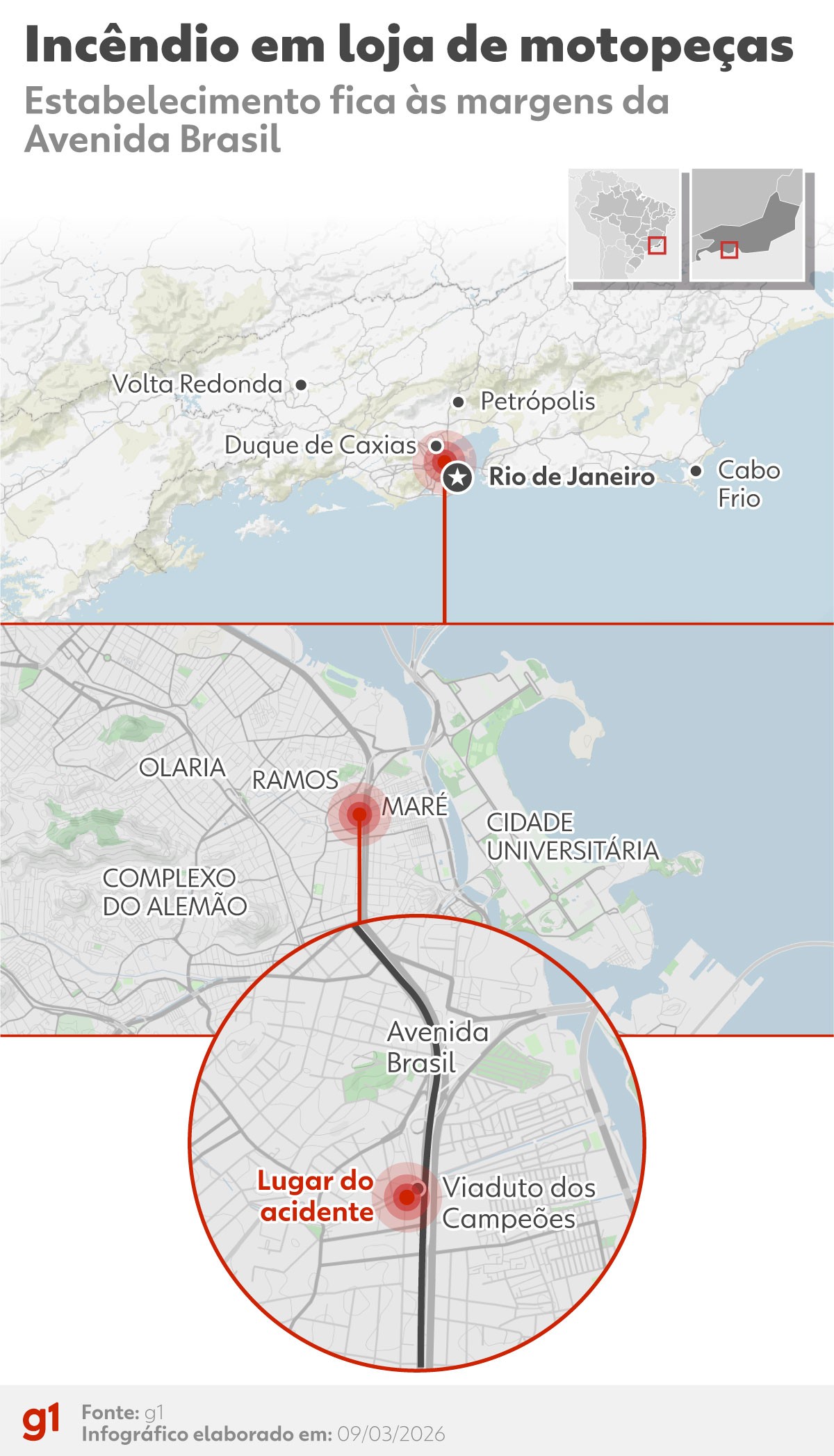 Incêndio de grandes proporções atinge galpão em Ramos, Zona Norte do Rio