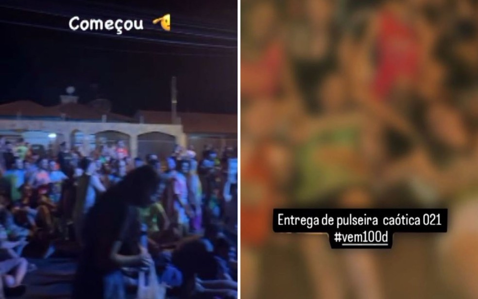 Imagens em redes sociais mostram festa no domingo (25), quando universitários passaram mal após ingestão de bebida alcoólica em Jaboticabal (SP). — Foto: Reprodução/ Redes sociais