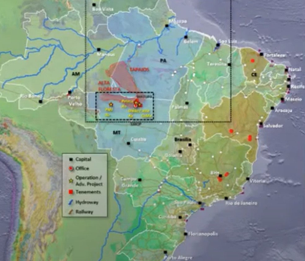 Mapa do Brasil, Estado de Rondônia e delimitação das Matas de