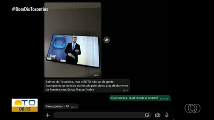 Telespectadores de outros estados acompanham a programação do Bom Dia Tocantins