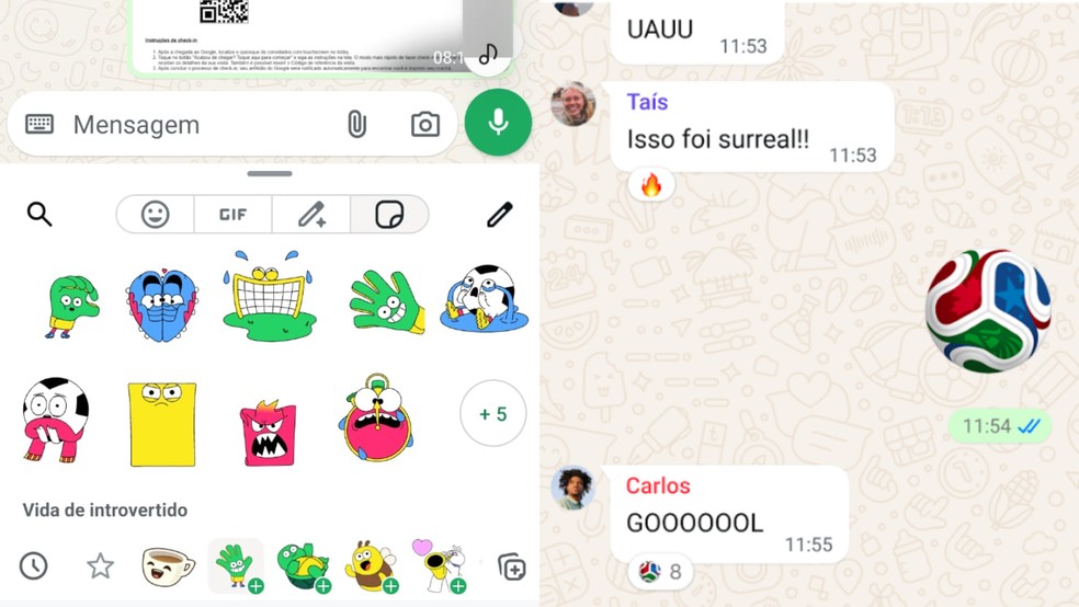 WhatsApp lança filtros e figurinhas para a Copa do Mundo; veja como usar — Foto: Reprodução.