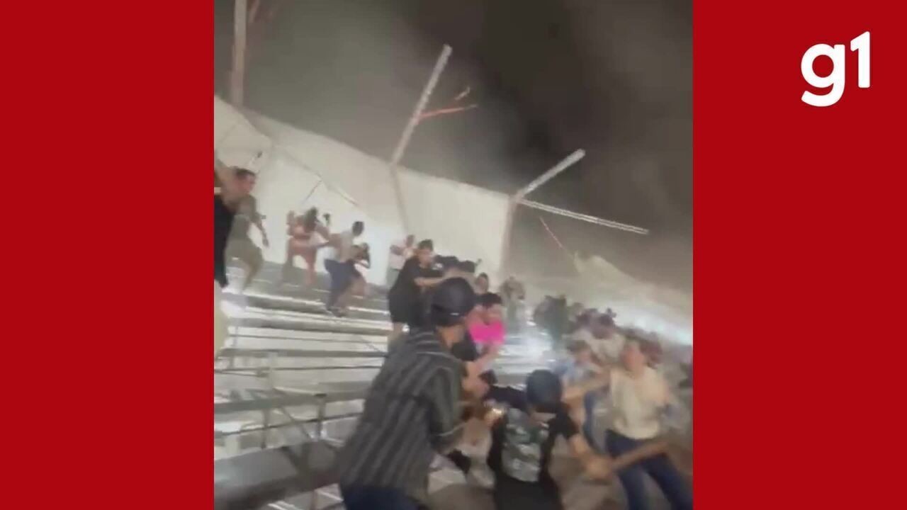 VÍDEO: ventania derruba cobertura de arquibancada durante treino da Stock Car em Cuiabá 