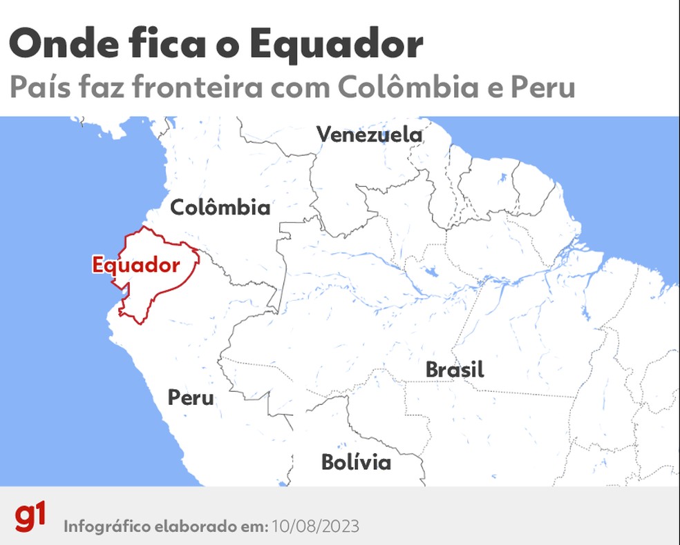 Infográfico mostra onde fica o Equador — Foto: g1