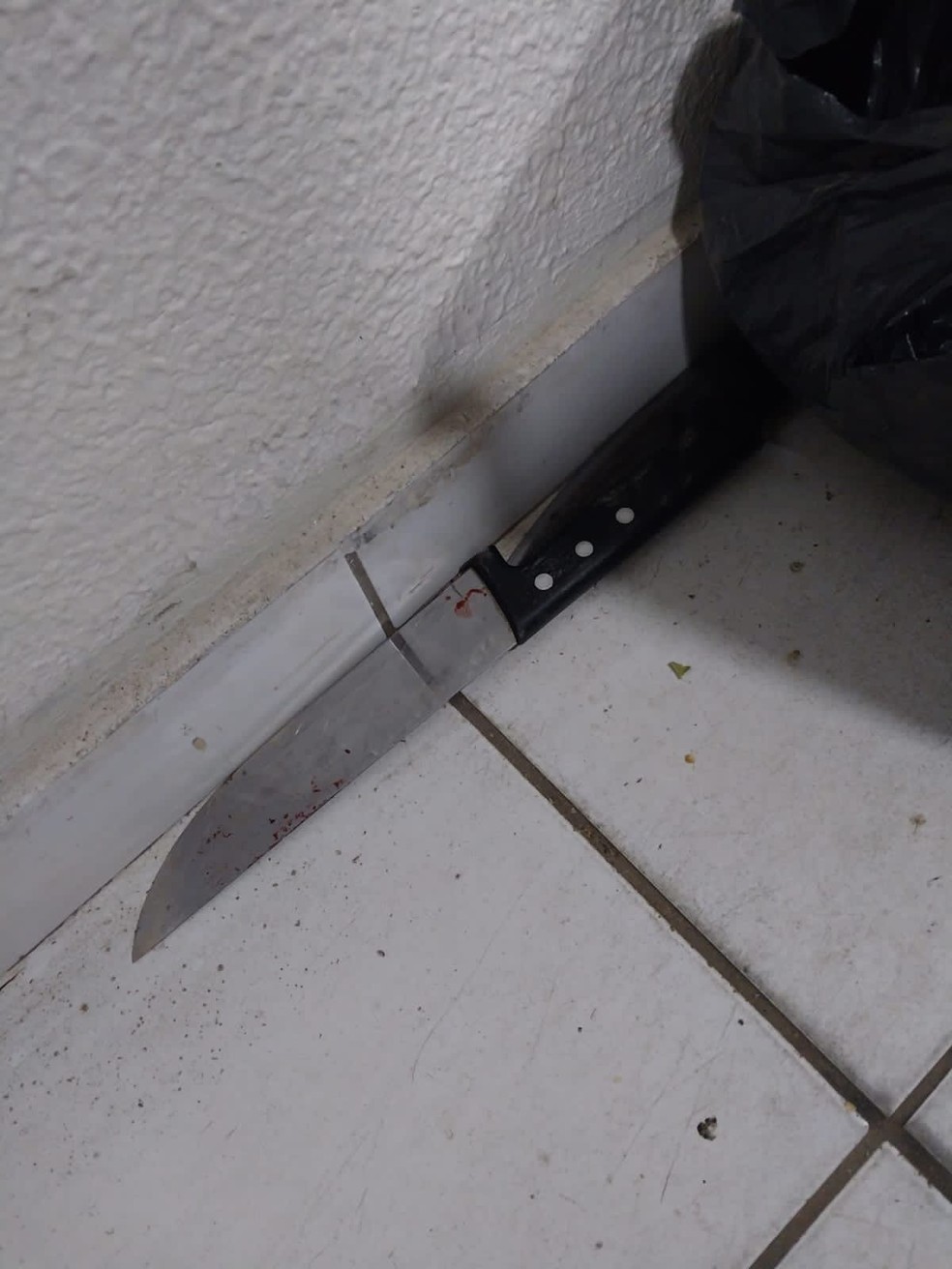 Mulher é presa após tomar faca de marido e o ferir no pescoço em São João da Varjota, no Piauí — Foto: Polícia Militar