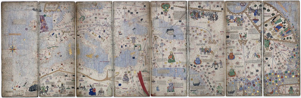 Atlas Catalão - Abraham Cresques (1375) — Foto: Coleção: Bibliothèque nationale de France