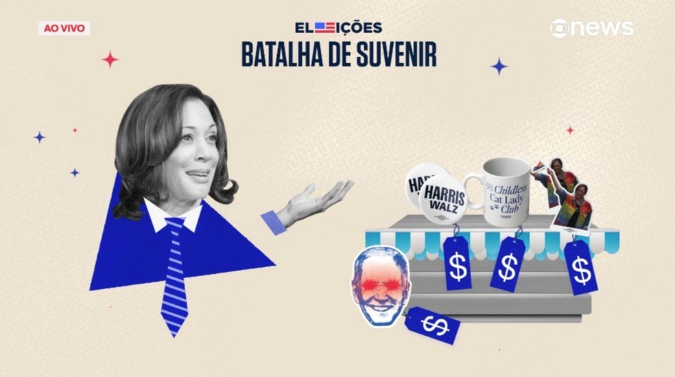 Lembran&ccedil;as de campanha de Kamala Harris &mdash; Foto: Jacqueline Santiago/GloboNews