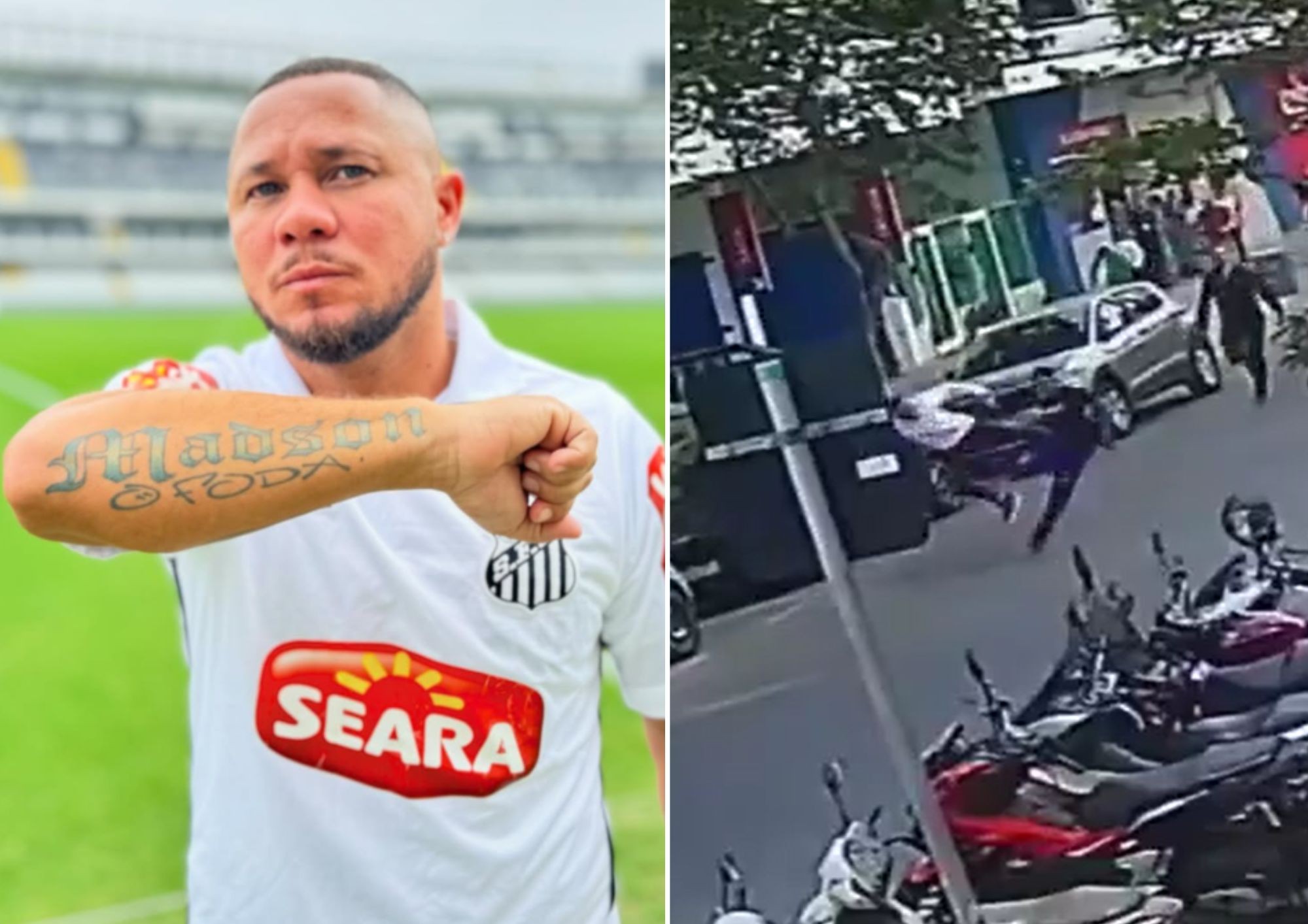Empresário e ex-jogador do Santos FC dá voadora em suspeito de roubar cliente em barbearia: 'Ele mereceu'; VÍDEO