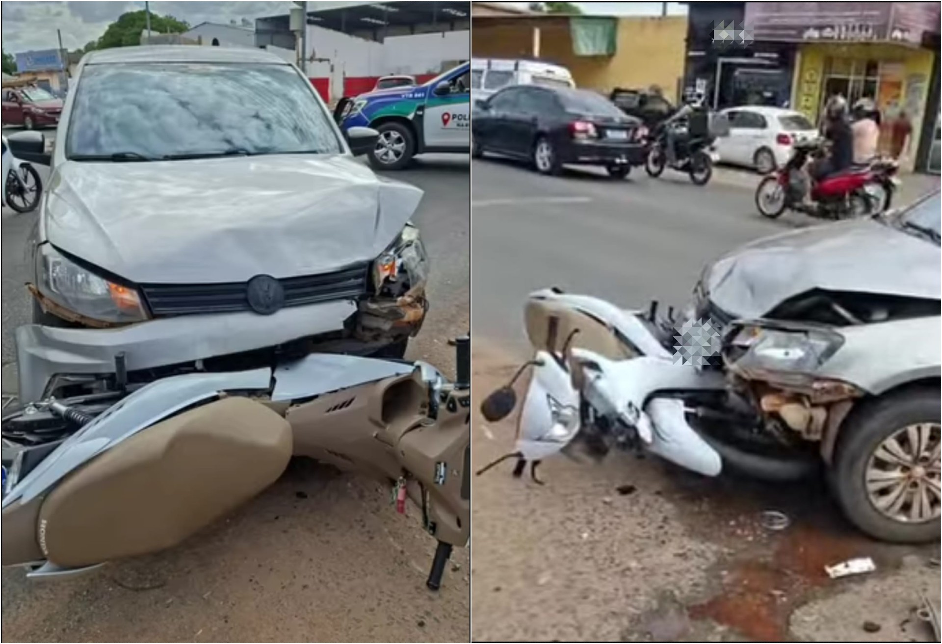 Jovem fica ferida em acidente entre moto e carro em Boa Vista