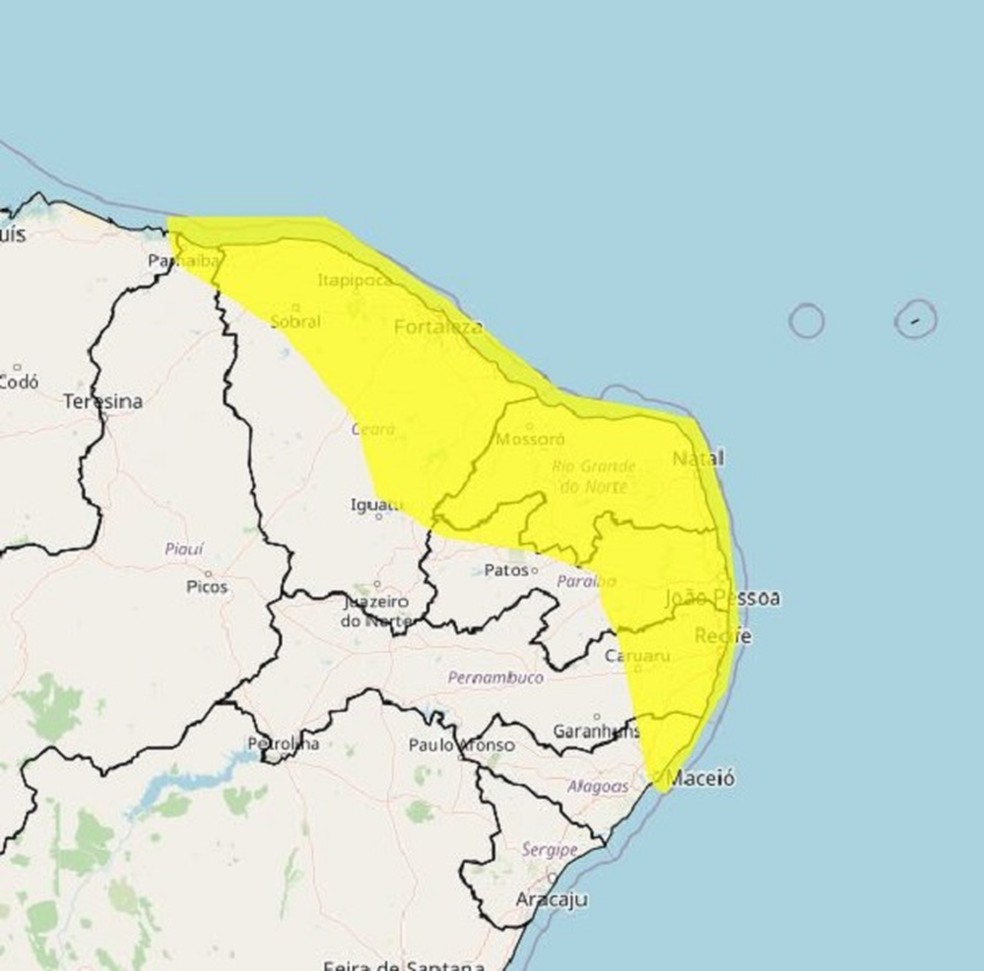 Inmet alertou para chuvas em todo o RN — Foto: Divulgação/Inmet