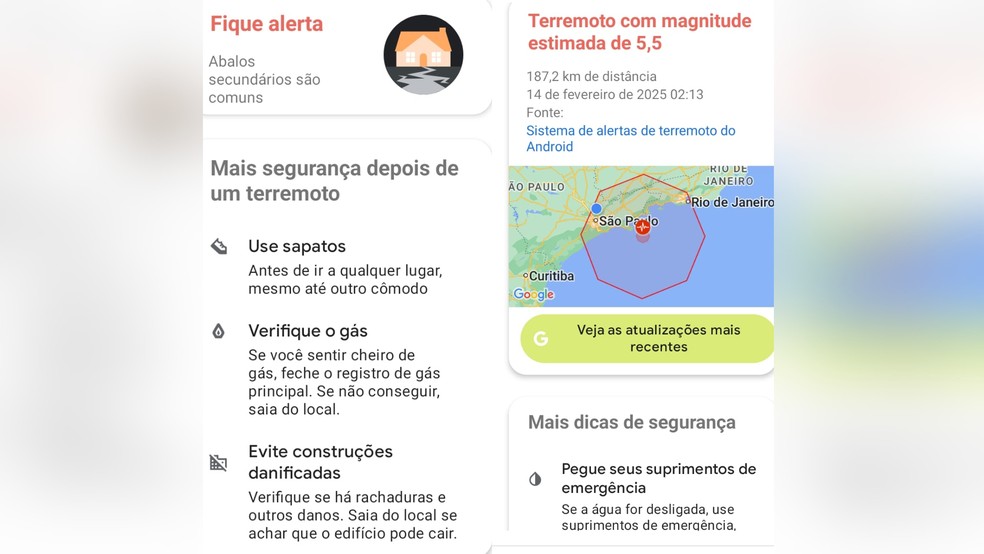 Sistema de alerta de terremotos do Google utiliza celulares como sensores — Foto: Reprodução