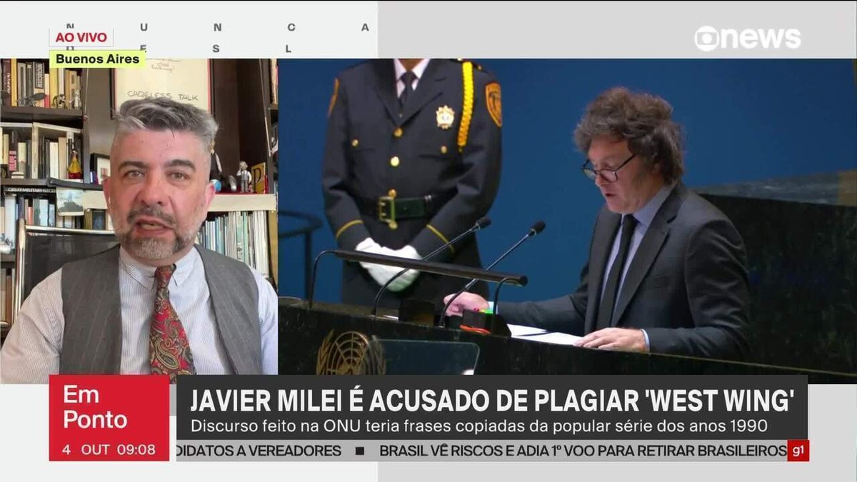 Javier Milei é acusado de plagiar série americana ‘West Wing’ em seu discurso na ONU  