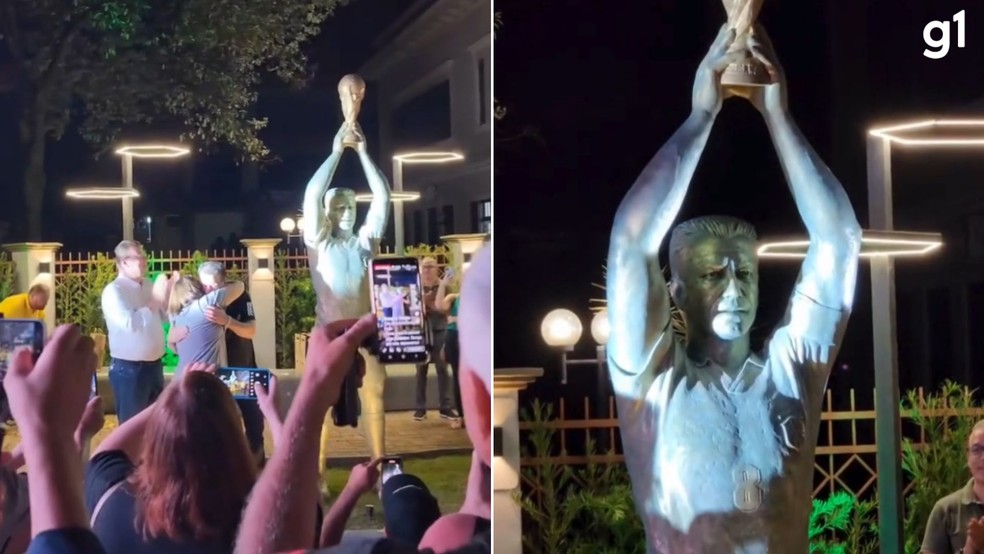 Dunga ganha estátua em Ijuí — Foto: Reprodução/Guilherme Barrozo