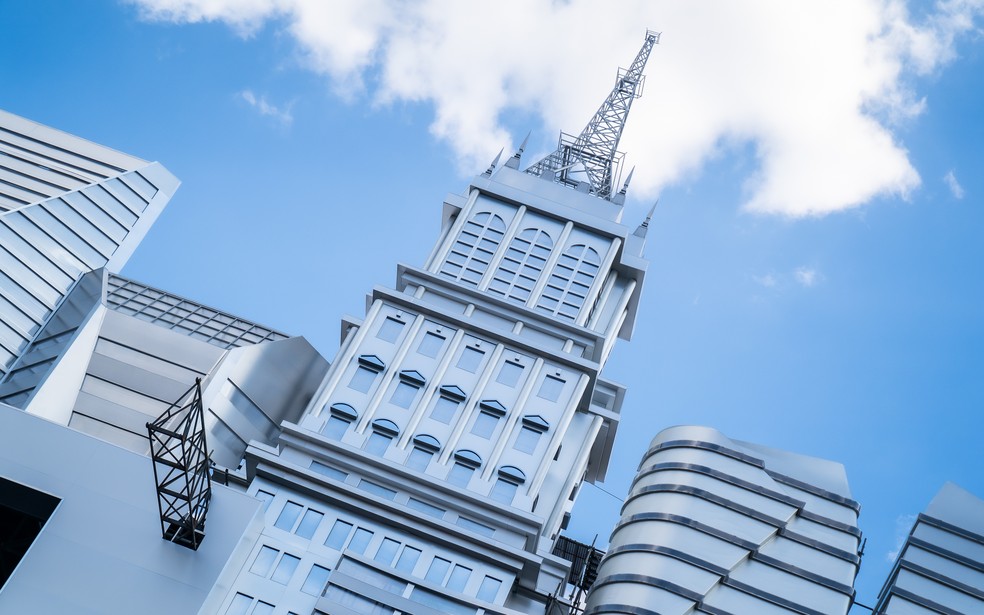 Preparativos para o palco skyline do The Town — Foto: Fábio Tito/g1