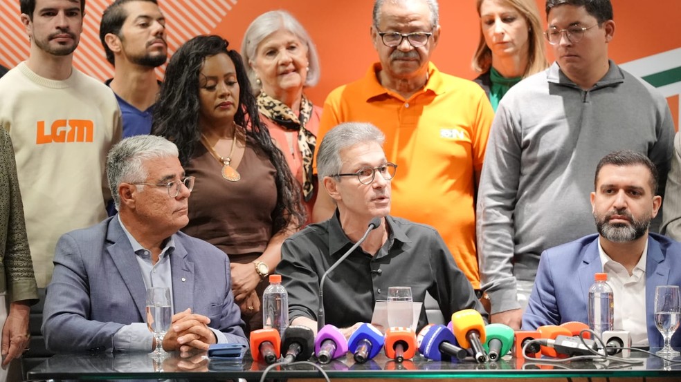 Romeu Zema (Novo) em convenção que confirmou a candidatura dele à Presidência — Foto: Divulgação