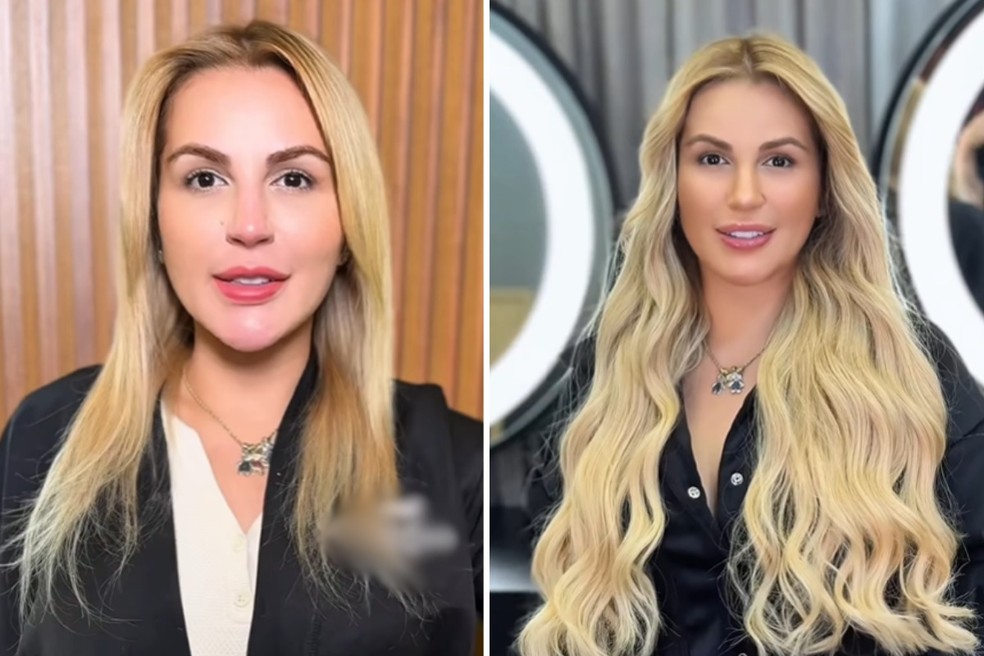 Deolane havia colocado aplique nos cabelos em abril deste ano, conforme divulgou em suas redes sociais — Foto: Reprodução/Redes sociais