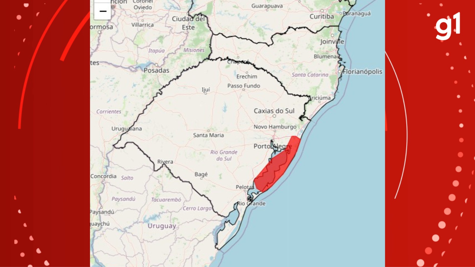 Frente fria associada a ciclone extratropical deixa tempo instável no RS; Canguçu tem vento de 102 km/h