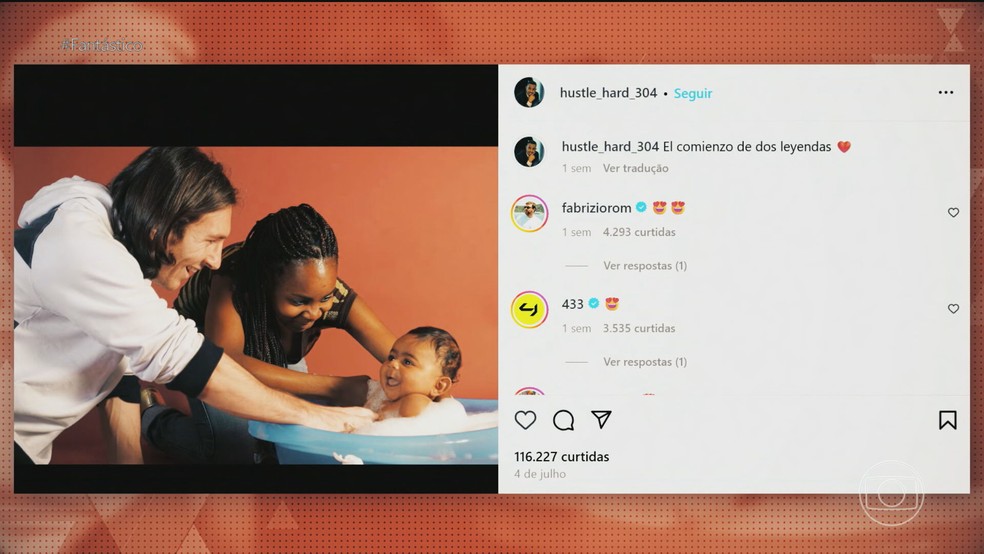 A história por trás da foto de Lamine Yamal no colo de Lionel Messi — Foto: Reprodução/TV Globo