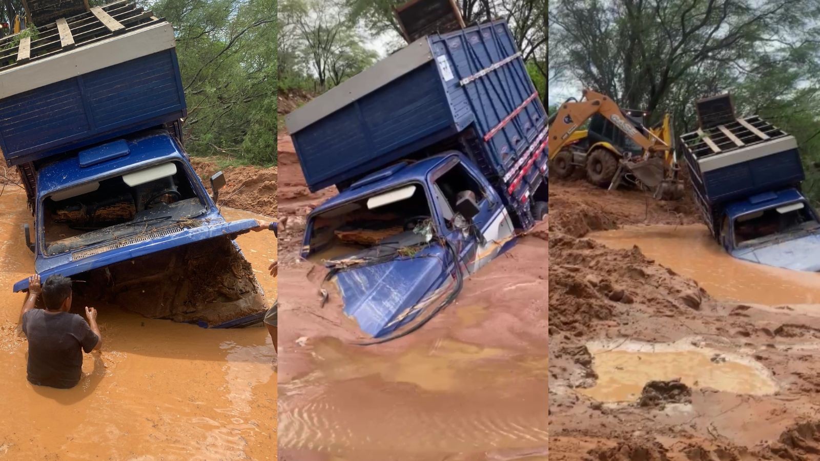 Vídeo: Caminhonete atola e acaba soterrada por lama durante chuva de 100 mm no Piauí