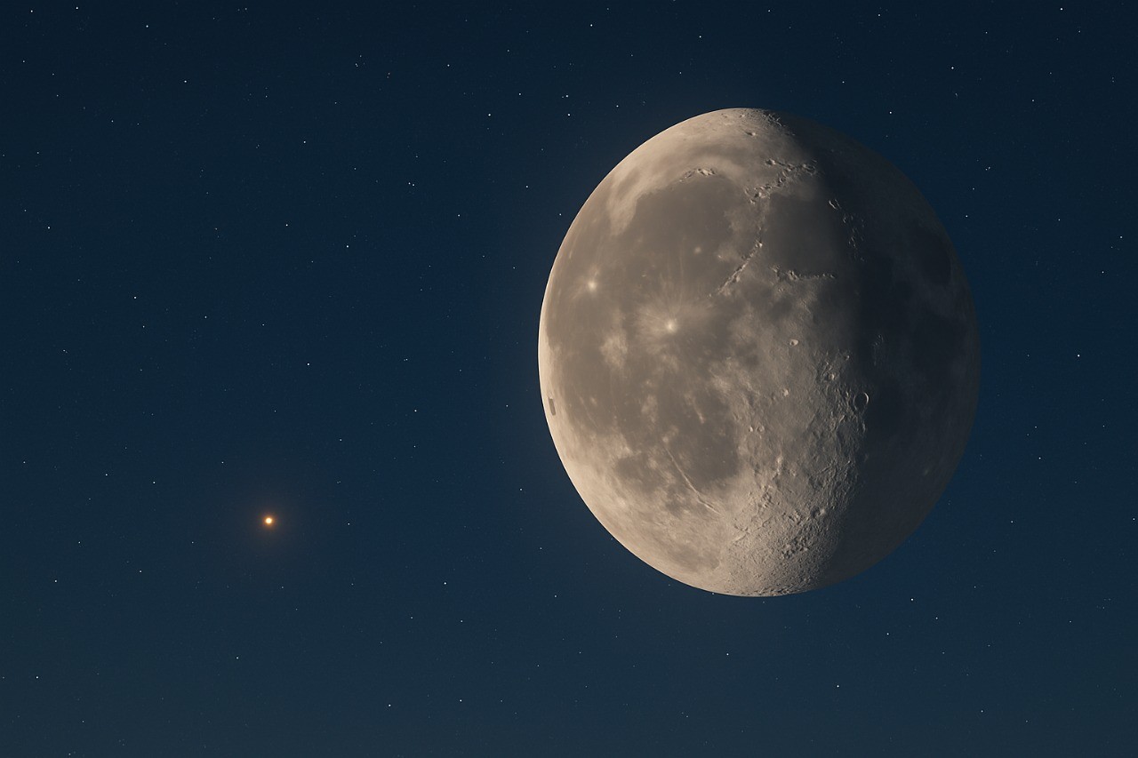 Lua e Marte juntos: espetáculo celeste!