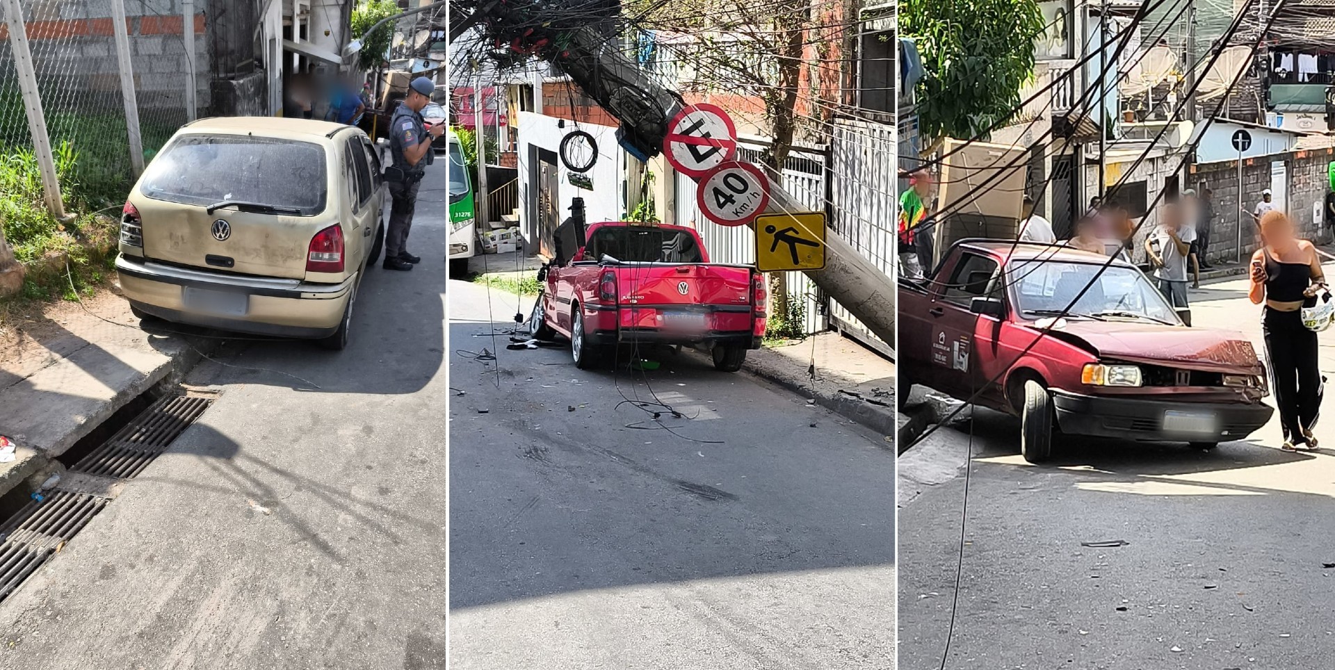 Ônibus desgovernado atinge carros e postes e deixa bairro sem luz em Jundiaí
