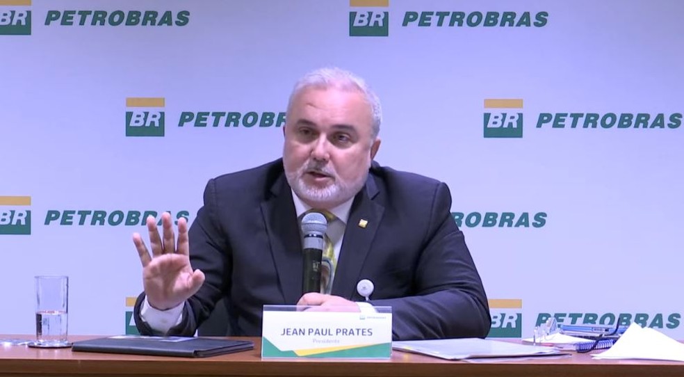 Presidente da Petrobras durante sua primeira entrevista coletiva à frente da petroleira. — Foto: Reprodução