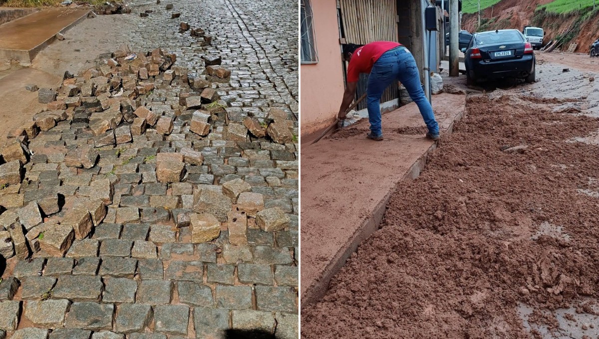 Temporal com granizo e ventos fortes causa alagamentos e derruba árvores em Manhumirim e Lajinha
