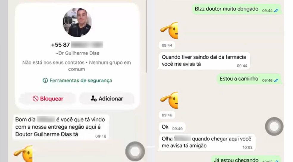 Conversa em que golpista finge ser delegado para fazer encomenda. — Foto: Reprodução