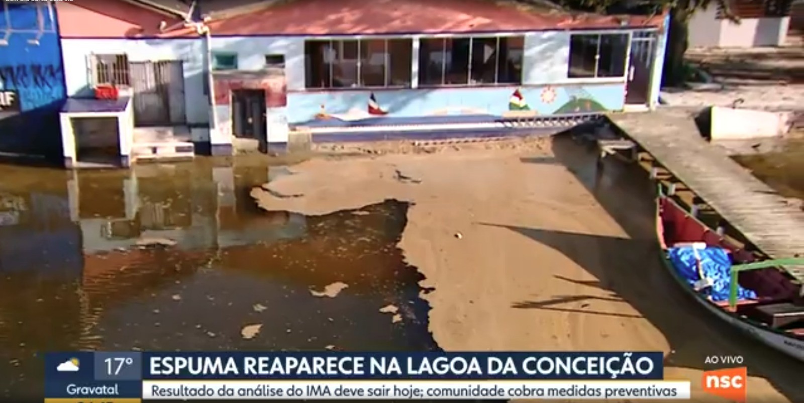 Lagoa da Conceição, em Florianópolis, volta a registrar mancha de espuma marrom