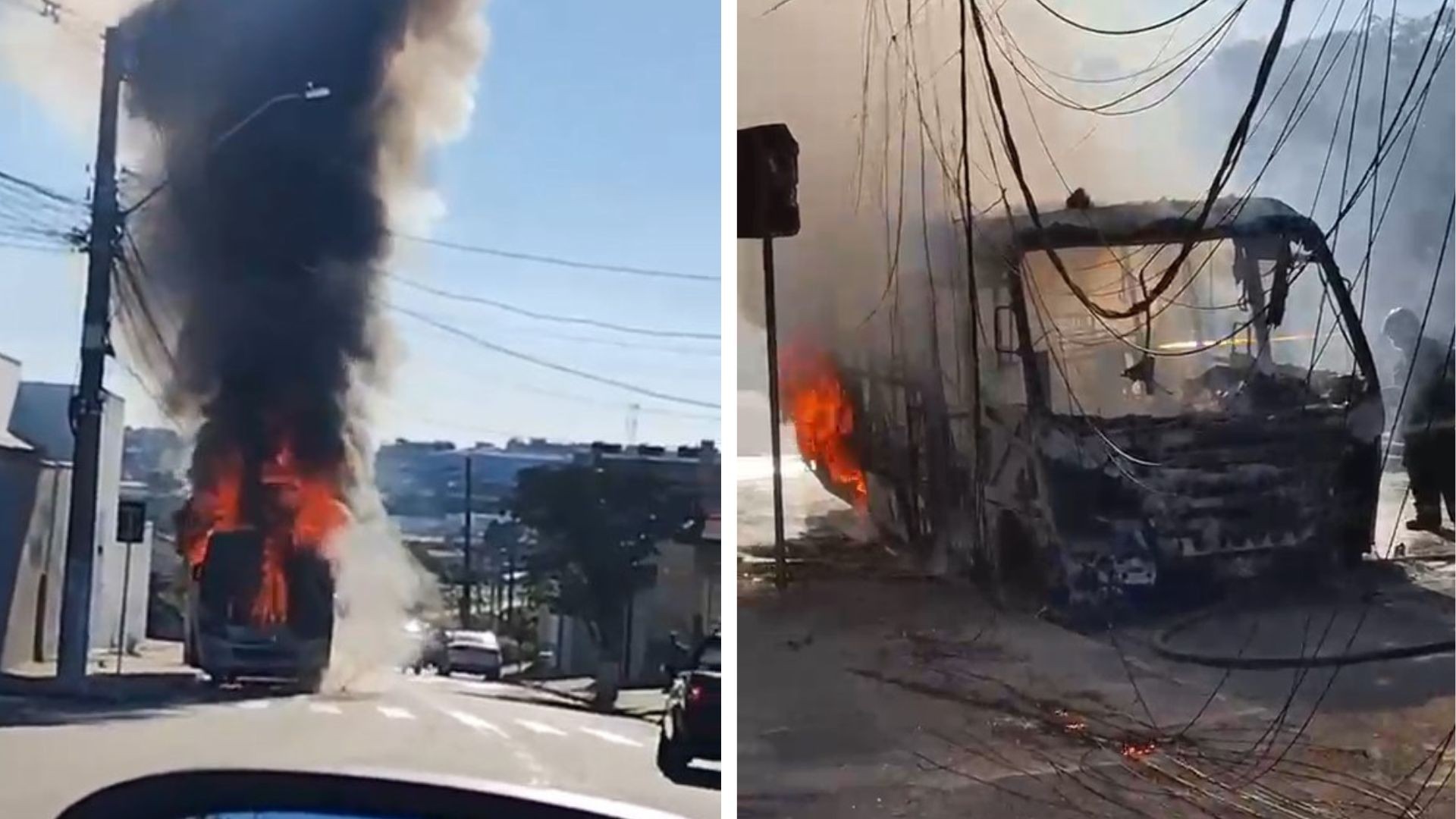Ônibus escolar pega fogo e creche é evacuada em Itaquaquecetuba