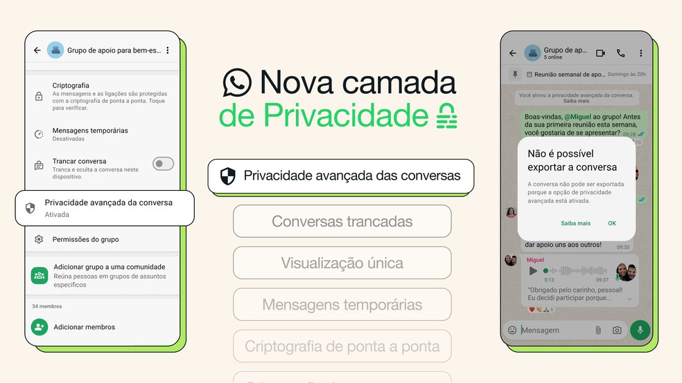 Privacidade avançada das conversas — Foto: Divulgação/Meta