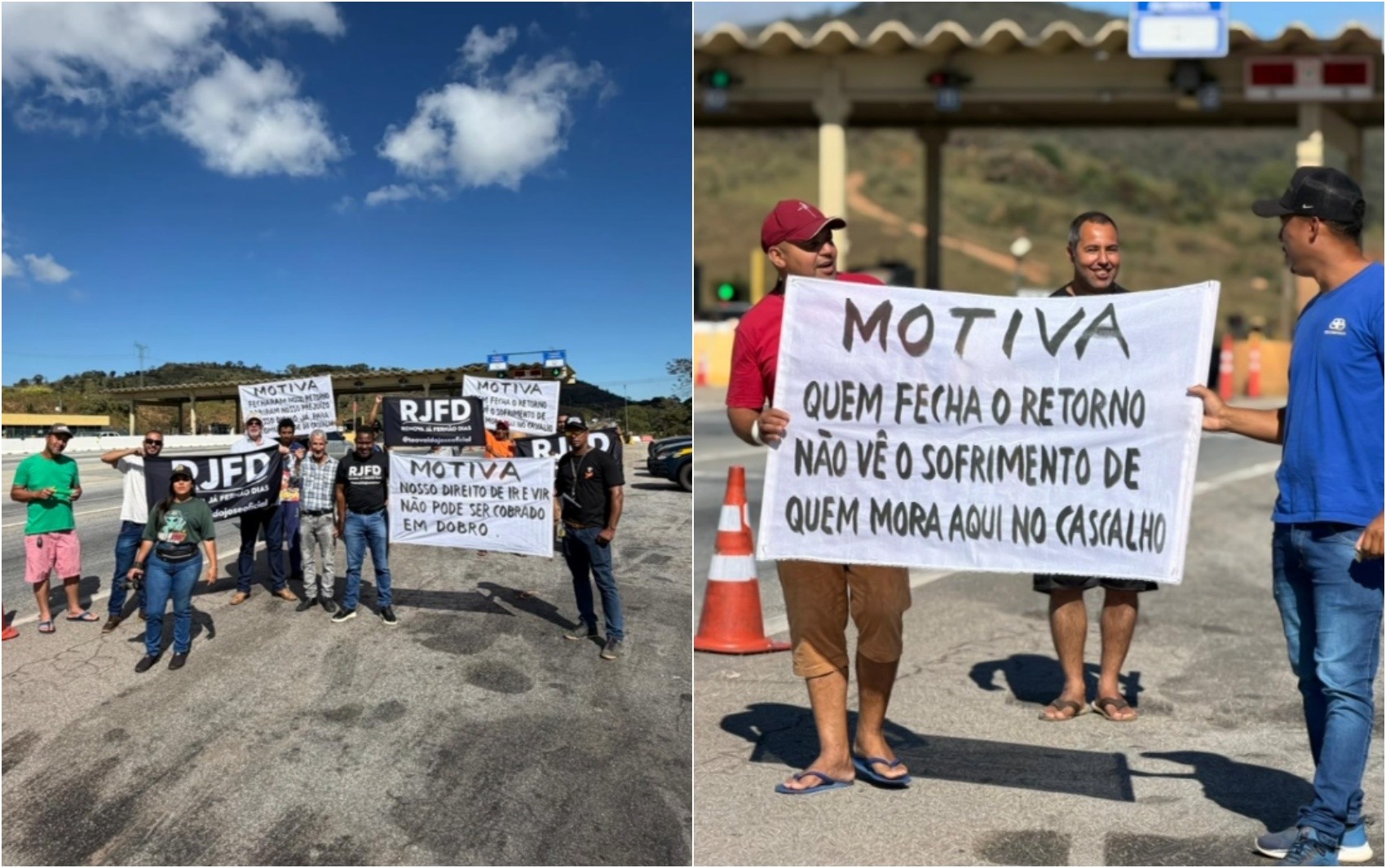 Moradores protestam contra cobrança dupla de pedágio em Santo Antônio do Amparo, MG