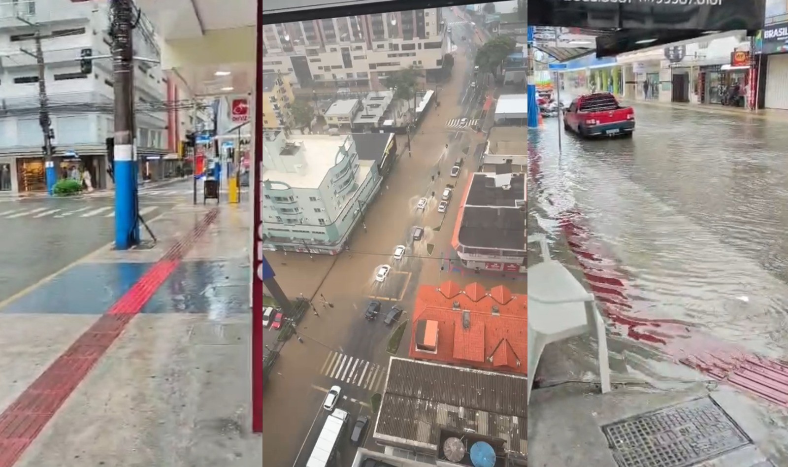 Chuva transforma ruas em rios, cancela aulas e atendimentos e saúde em Balneário Camboriú; VÍDEO