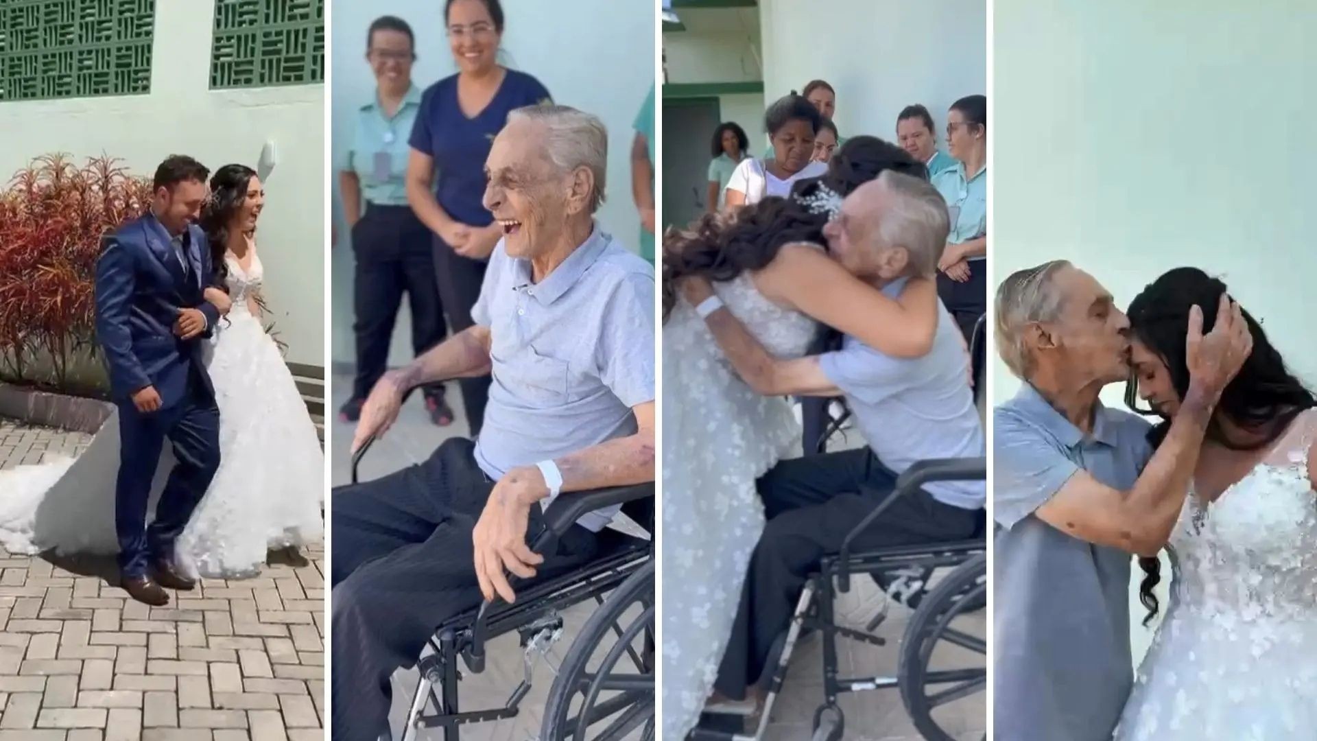 VÍDEO: noiva surpreende pai internado e realiza sonho dele antes de devolver vestido no ES