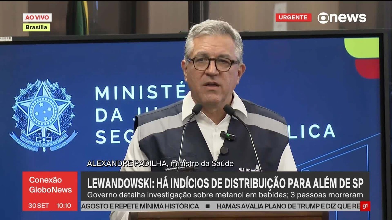Casos de intoxicação por metanol em setembro em SP já equivalem à metade da média do ano do Brasil, diz Padilha