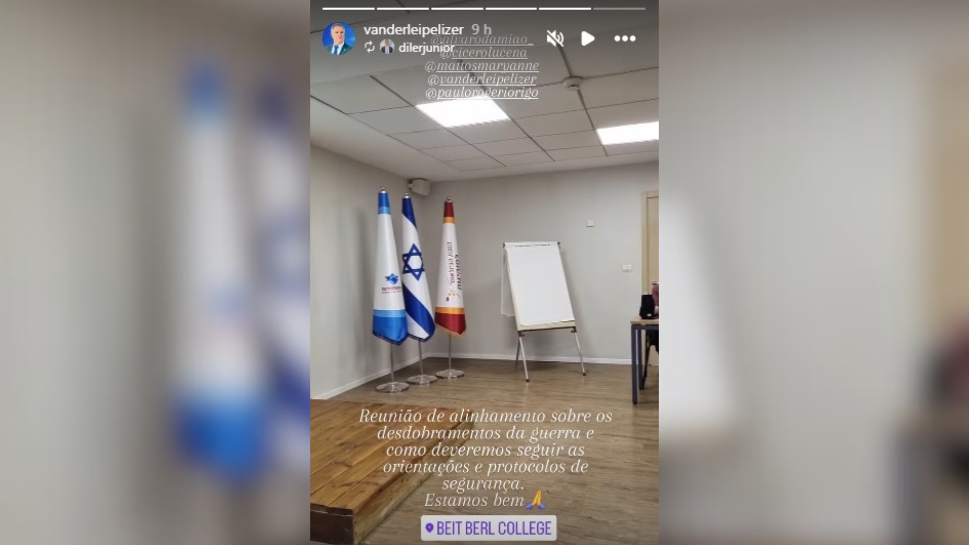 Vice-prefeito de Uberlândia retorna a abrigo em Israel e descreve novo alerta: 'Esperam até 300 mísseis'